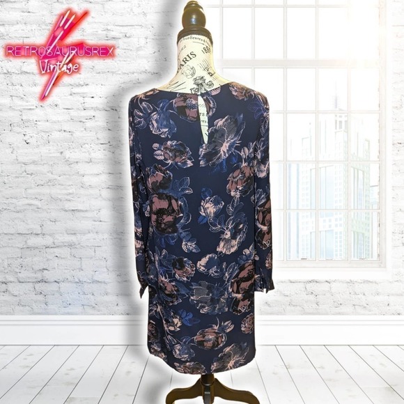 LILA Rose Floral Long Sleeve Chiffon Sheath Dress - Picture 3 of 7